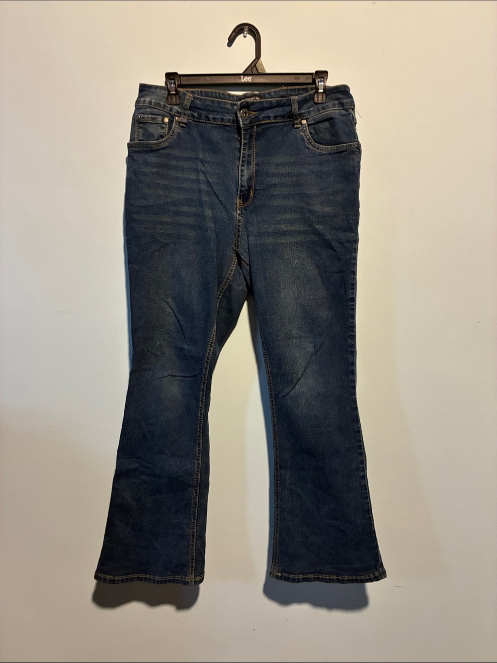 BloomChic Dark Blue Flared Wide Leg Jeans